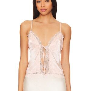 Elegant Pink Lace Trim Camisole